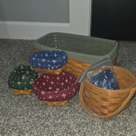 Longaberger Woven Baskets with Multicolor Liners - Picture 1 of 6